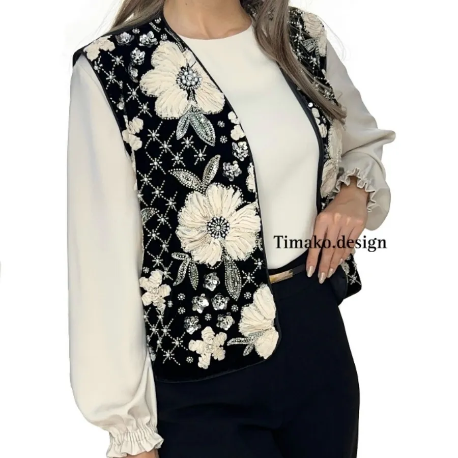 ژیله مخملی سنگ دوزی شده