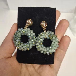 گوشواره جواهری متالیک سبز
