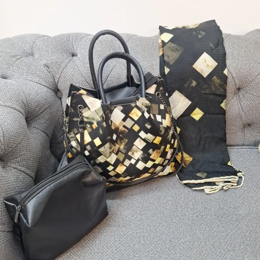 ست کیف و روسری طرح دار