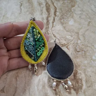 گوشواره جواهردوزی مدل سرو