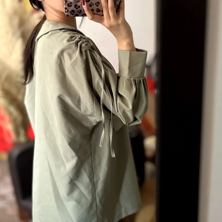 مانتو سبز صدری مدل دار
