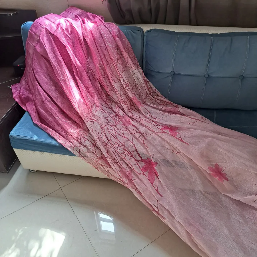 پرده حریر صورتی-بنفش