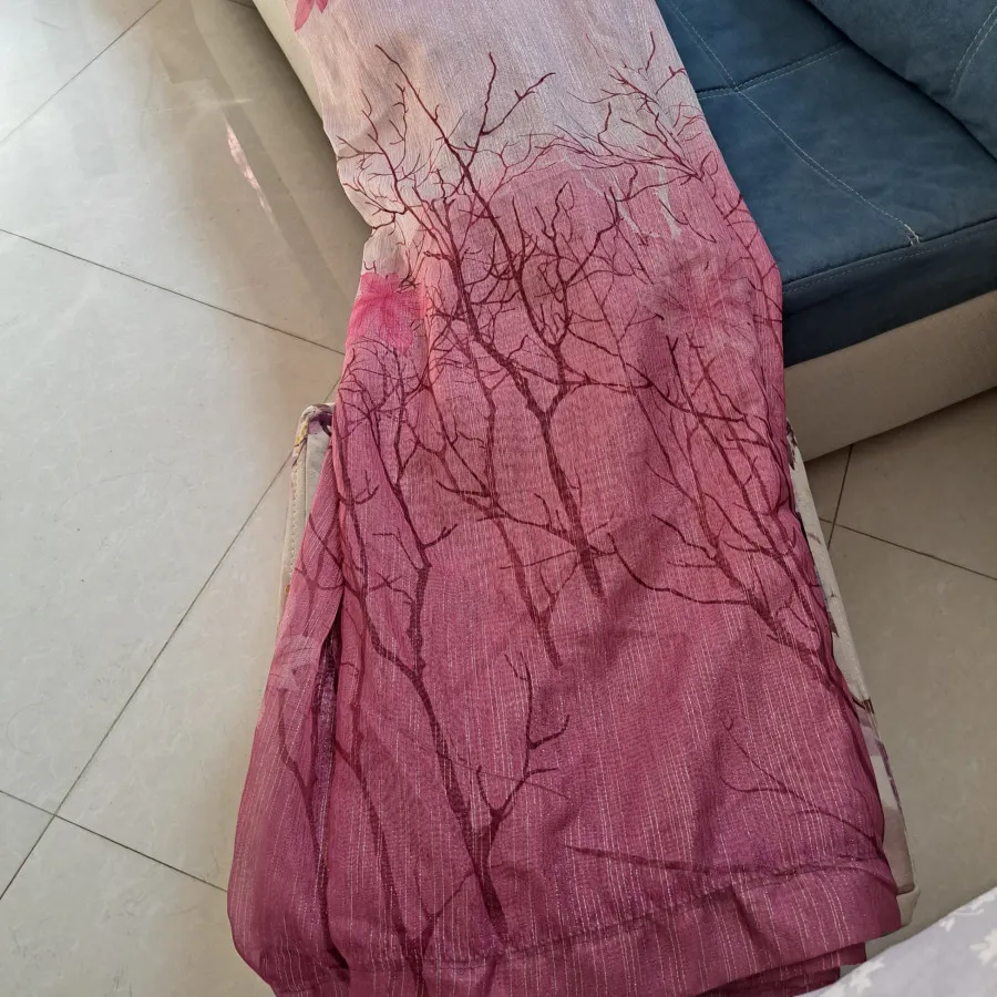 پرده حریر صورتی-بنفش