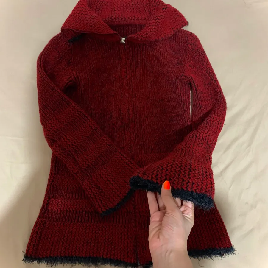 ژاکت بافت زرشکی