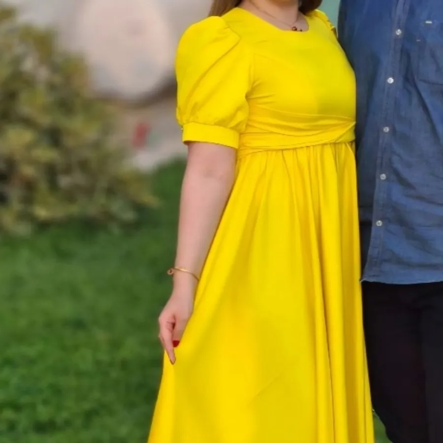 پیراهن زرد پرنسسی