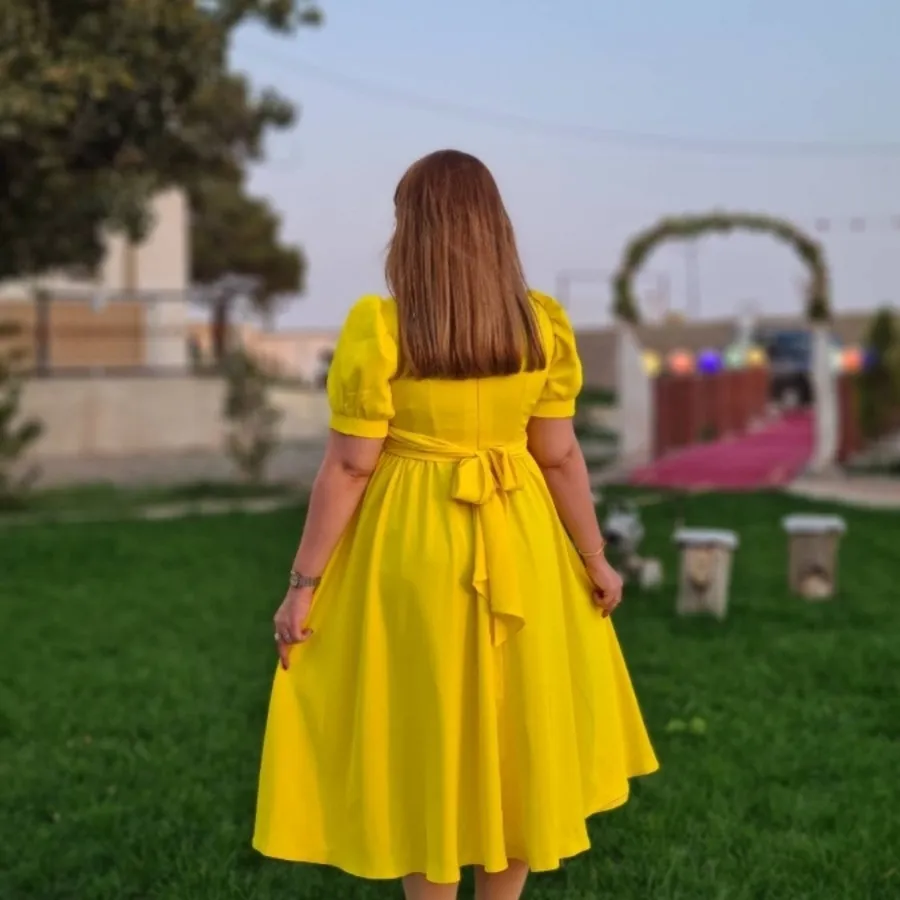 پیراهن زرد پرنسسی
