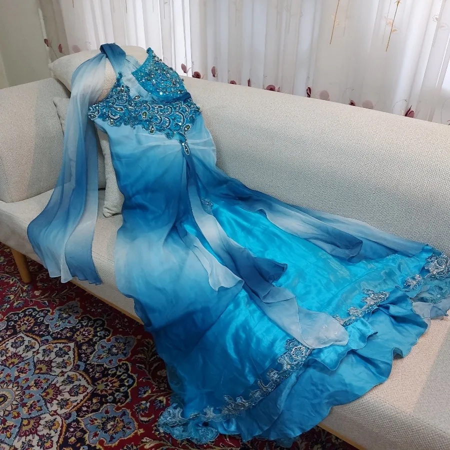 پیراهن مجلسی آبی ابروبادی