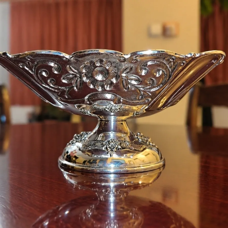 ظرف دکوری پایه‌دار سیلور