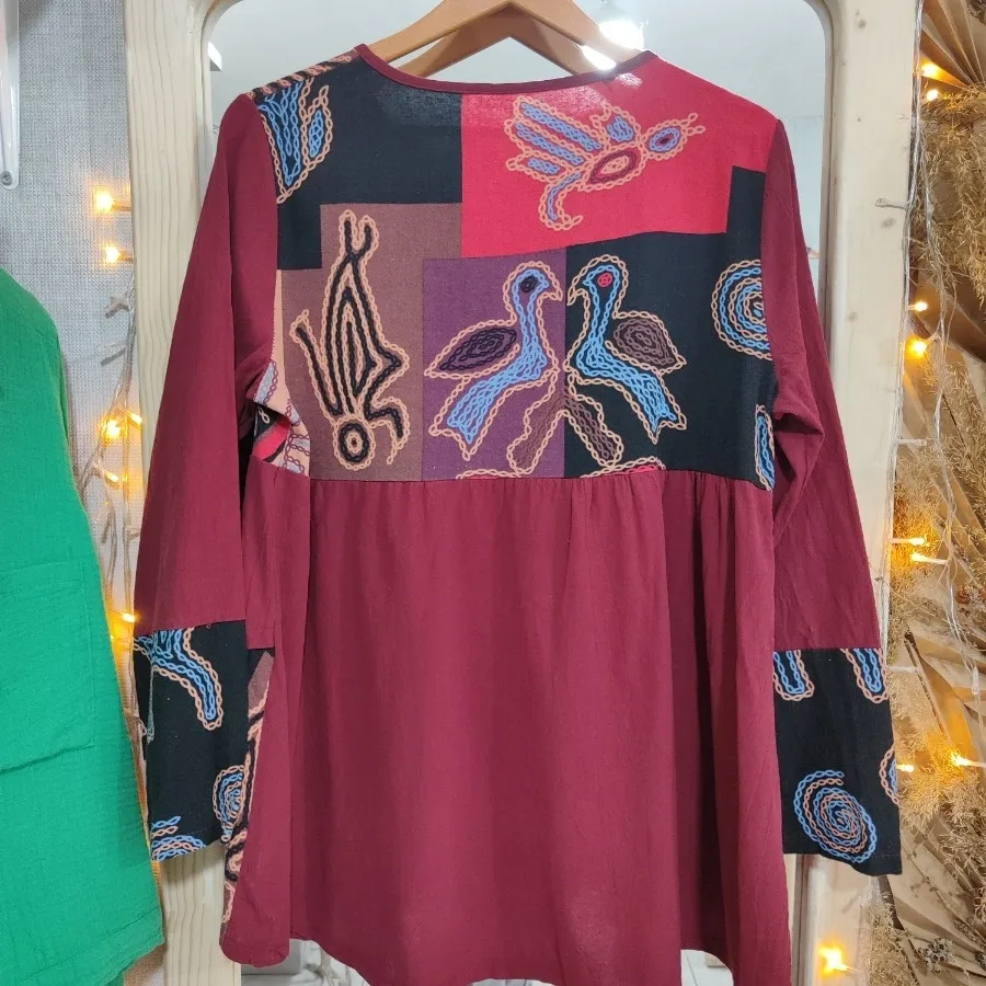 شومیز لینن زرشکی
