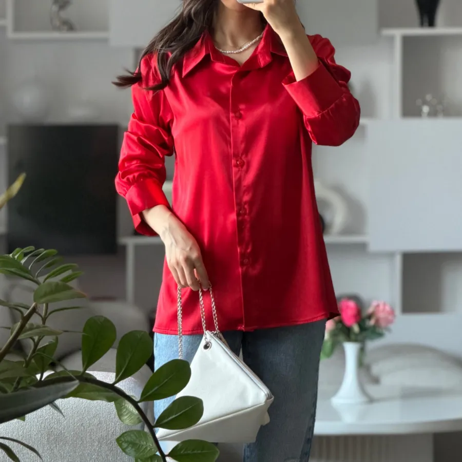 شومیز ساتن قرمز