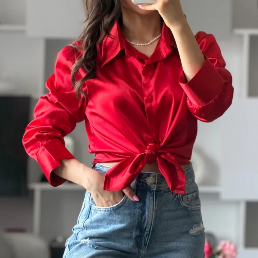 شومیز ساتن قرمز