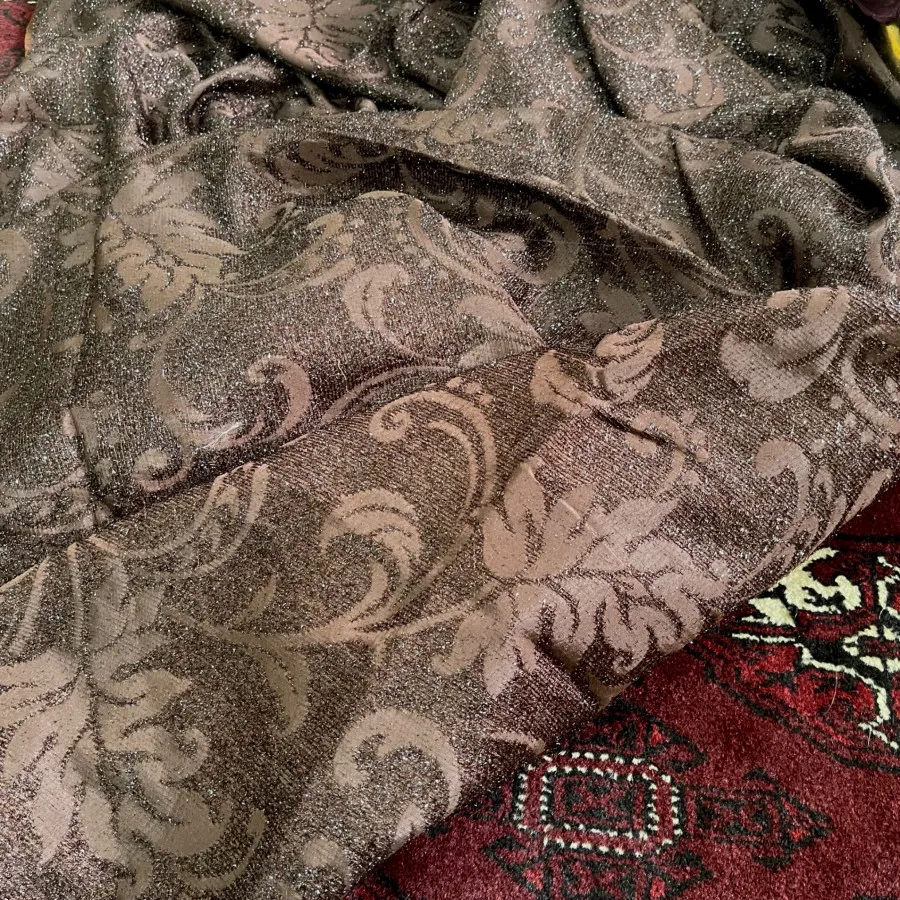 پارچه قهوه ای گل برجسته
