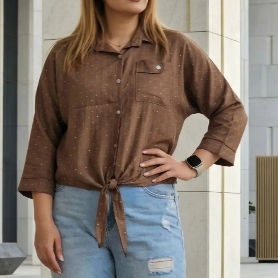 شومیز نگین دار گره ای