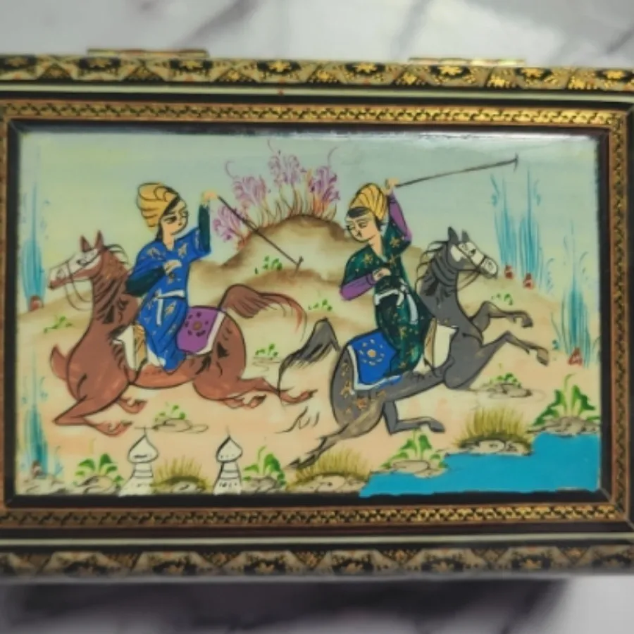 جعبه خاتم کاری طرح چوگان