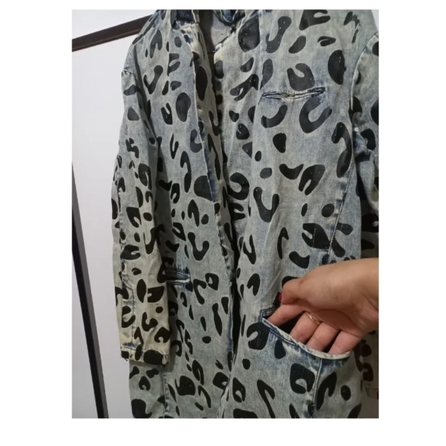 کت جین پلنگی آبی