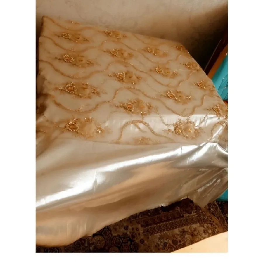 پارچه گیپور نباتی طلایی