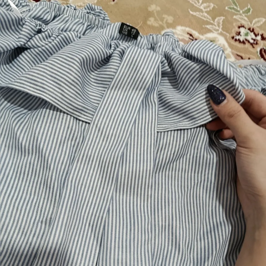 شومیز یقه قایقی آبی