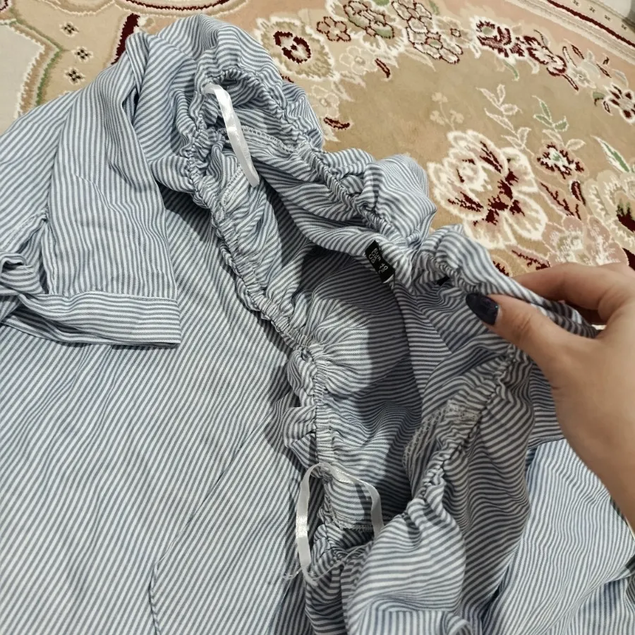 شومیز یقه قایقی آبی