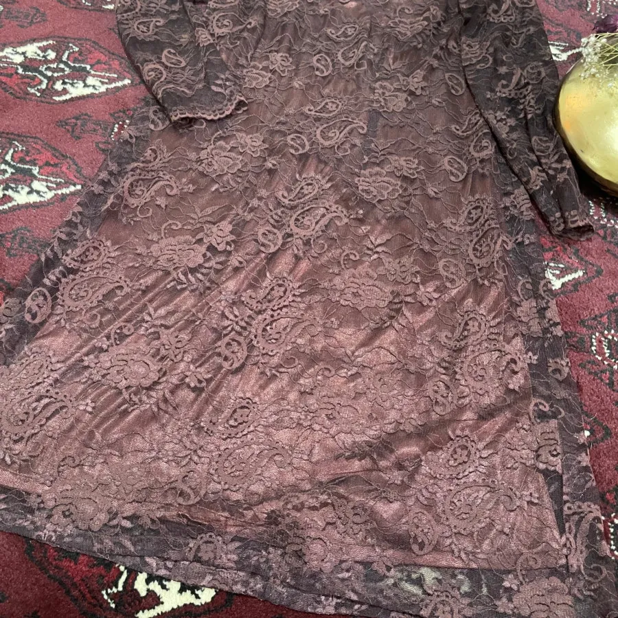 پیراهن گیپور قهوه ای
