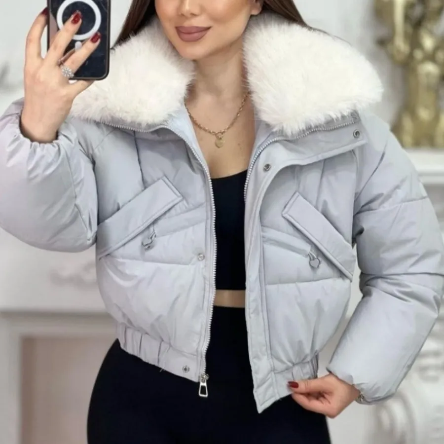 کاپشن یقه خزدار گرم