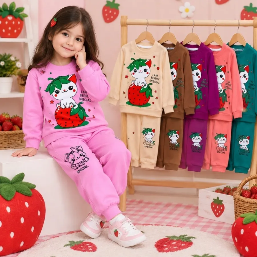 بلوز شلوار گربه توت فرنگی