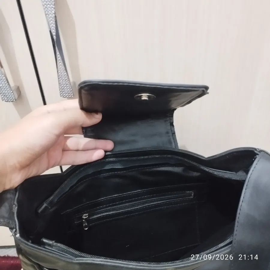 کیف چرم مشکی دوشی پستچی