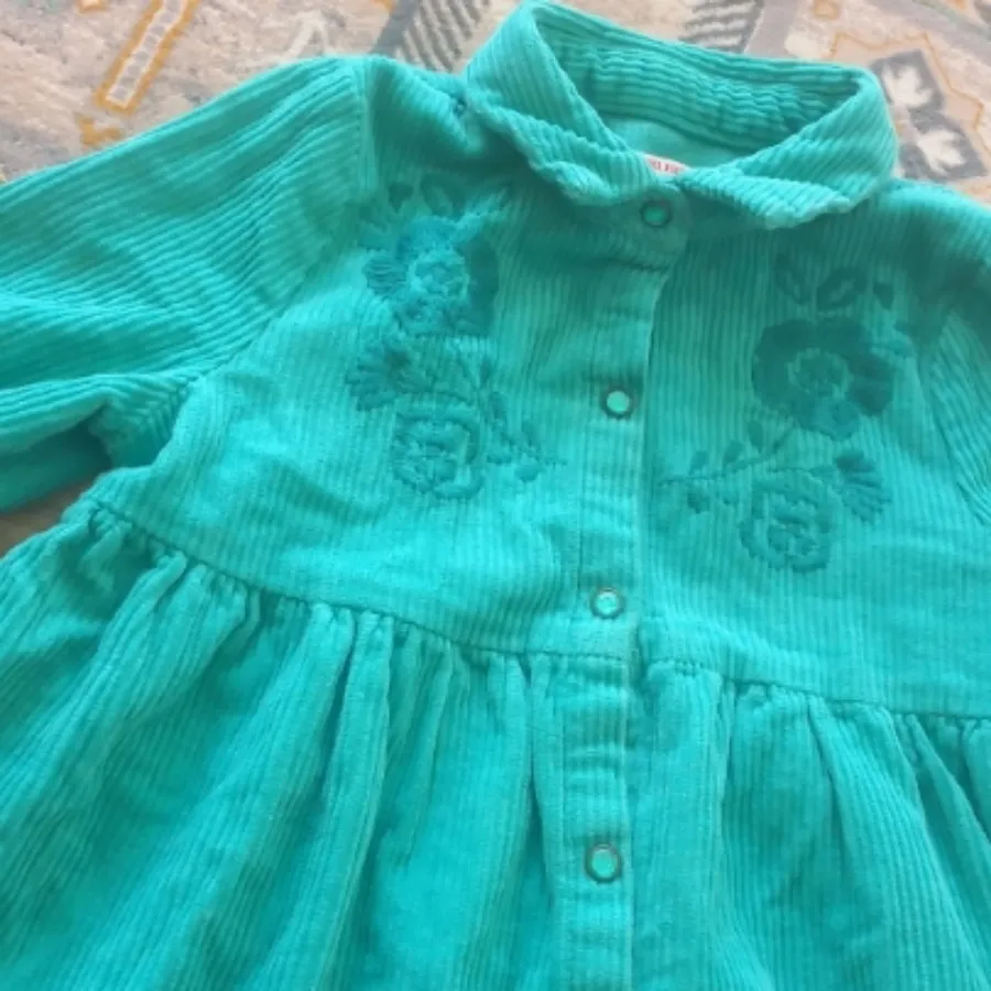 پیراهن عروسکی سبز آبی