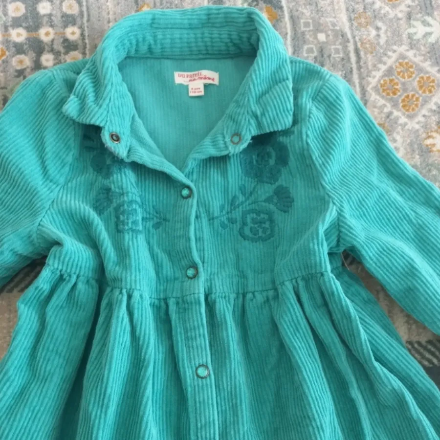 پیراهن عروسکی سبز آبی