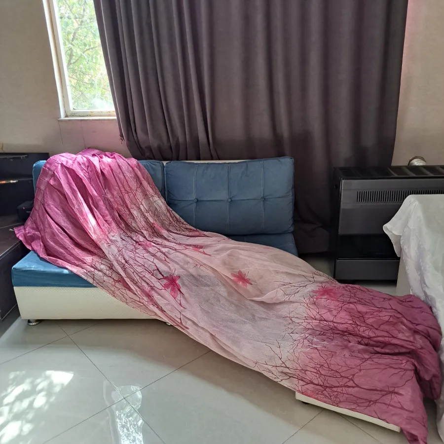 پرده حریر صورتی-بنفش