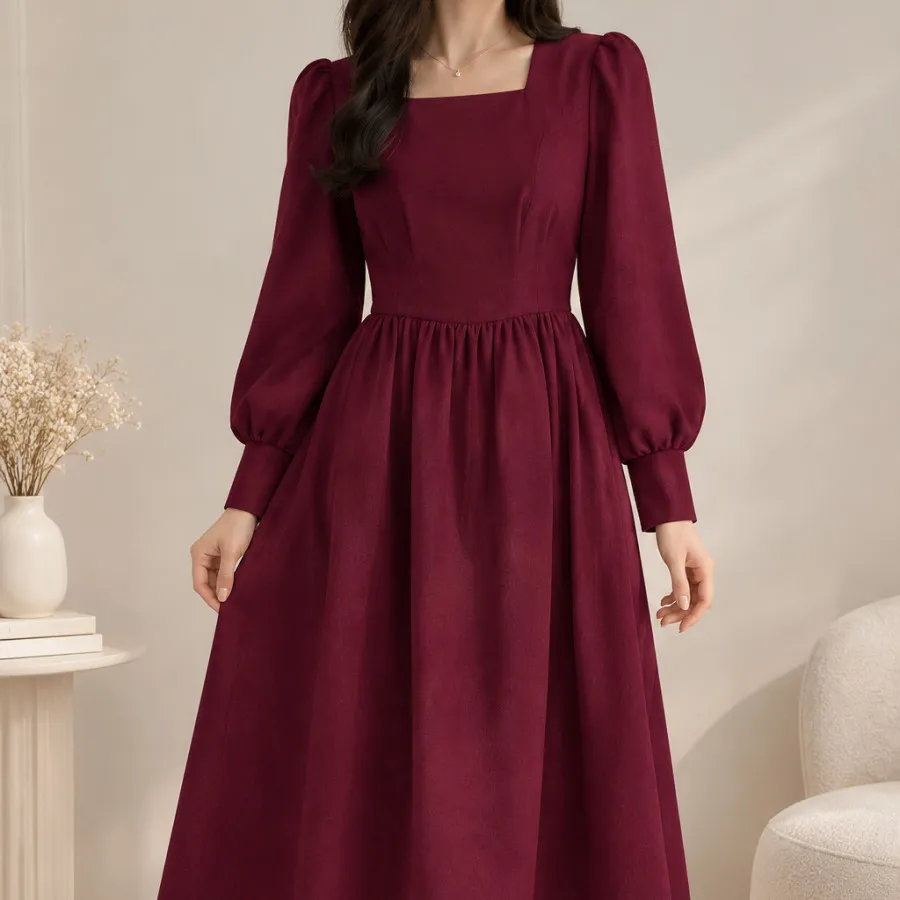 پیرهن زرشکی زنانه/دخترانه