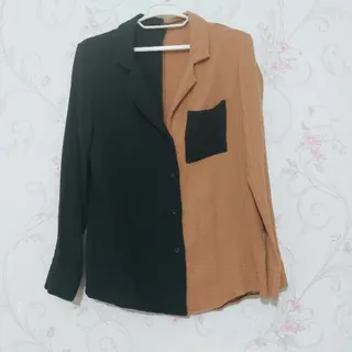شومیز دو رنگ نخی