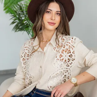 شومیز ترک دانتل دار شیک