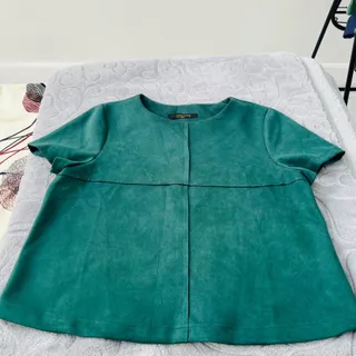 تیشرت مخمل پاییزه سبز