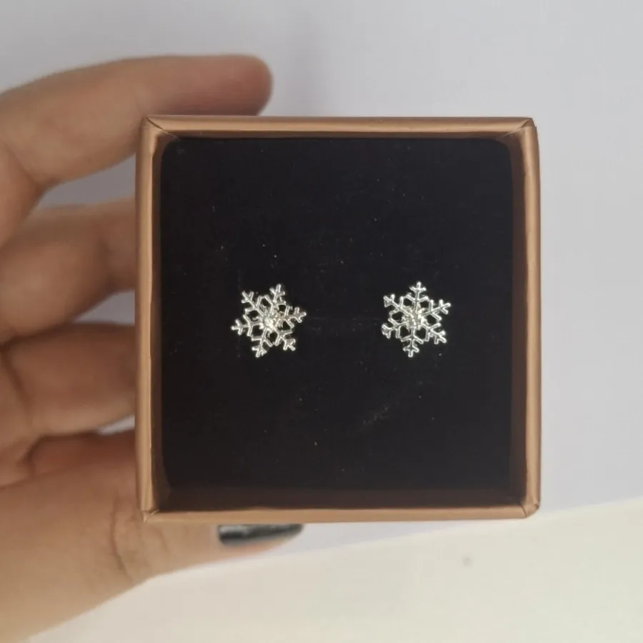 گوشواره میخی نقره ای برف