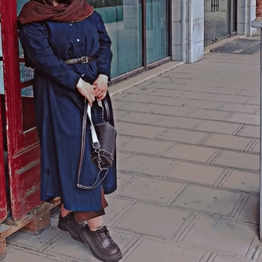 مانتو کتان بلند سرمه ای