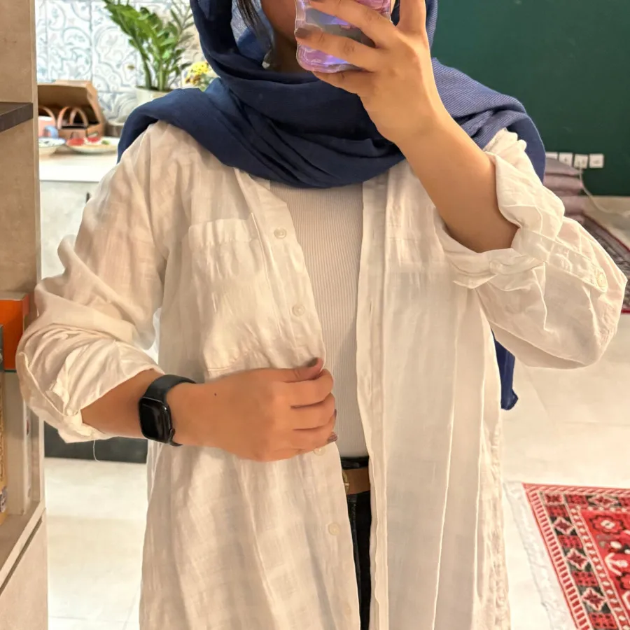 شومیز سفید لینن ال سی