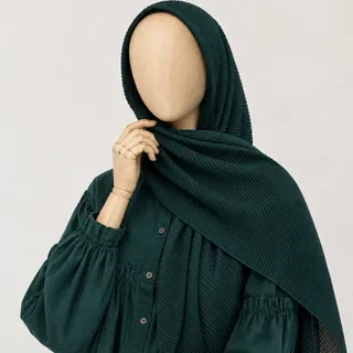 شال پلیسه سبز زمردی