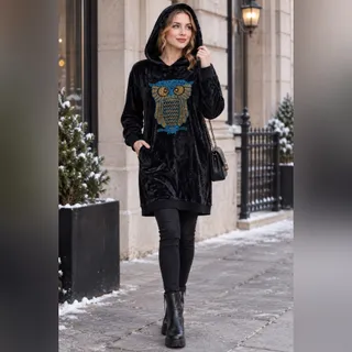 هودی بلند مخمل کره ای