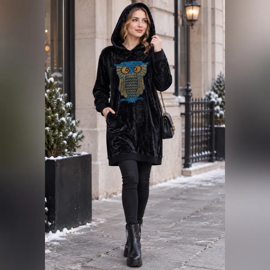 هودی بلند مخمل کره ای
