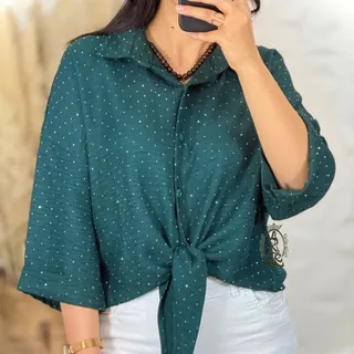 شومیز نگین دار گره ای