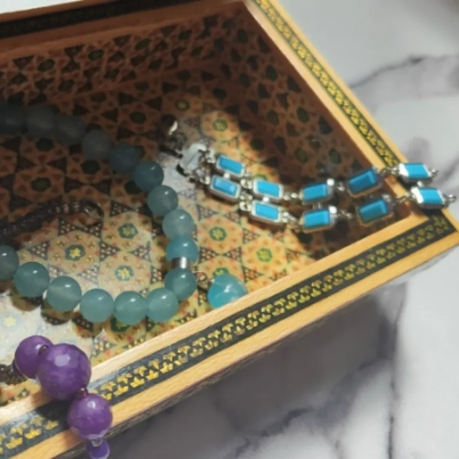 جعبه خاتم کاری طرح چوگان