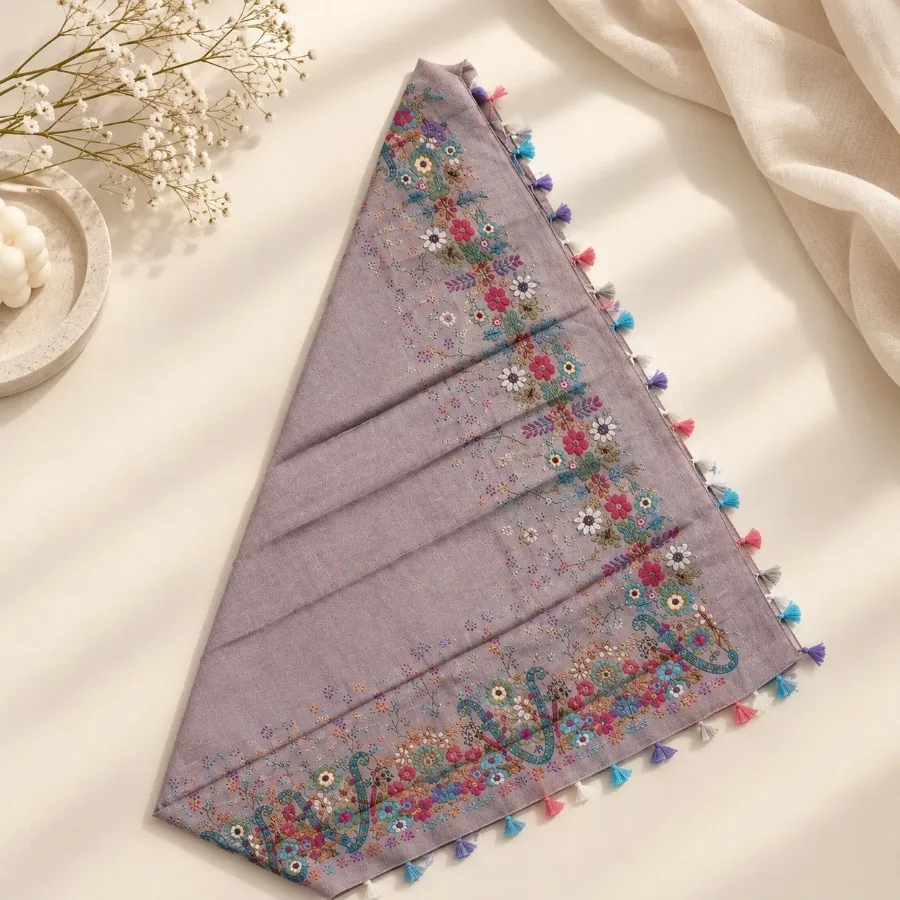 روسری طوسی گلدار