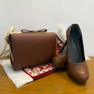 ست کیف و‌ کفش قهوه‌ای
