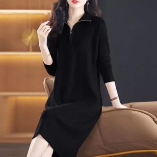 پیراهن بافت یقه زیپ