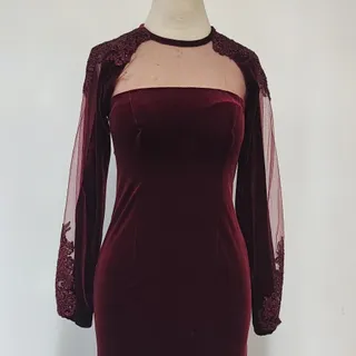 پیراهن مخمل زرشکی