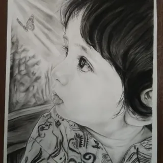 سیاه قلم چهره کودک