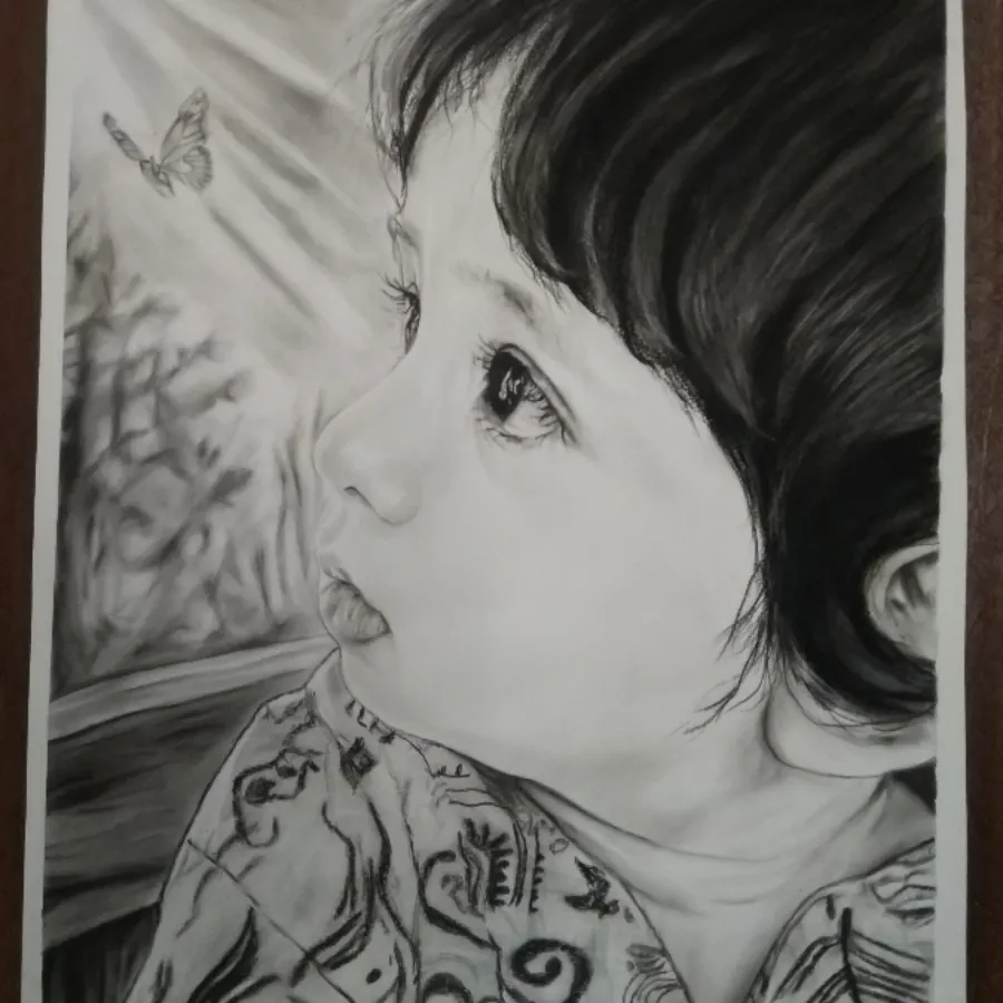سیاه قلم چهره کودک