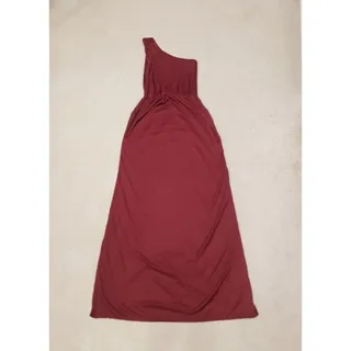 پیراهن زرشکی یقه رومی