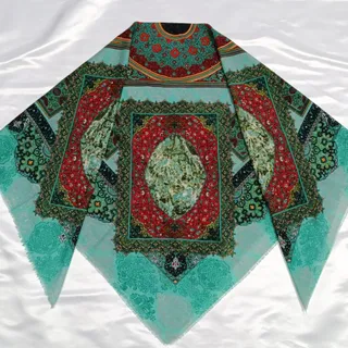 روسری نخی ژاکارد طرح سنتی