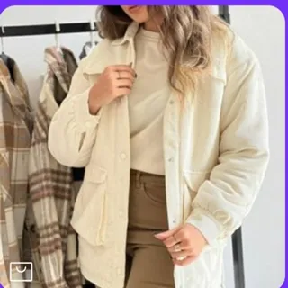 کاپشن مخمل کبریتی شیری